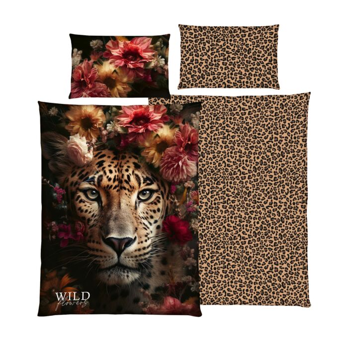 Bettwäsche Wild Flowers mit Leopard main product photo