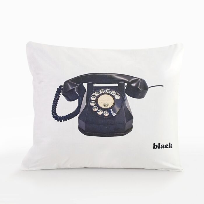 Twill-Kissenbezug mit nostalgischem Telefon-Print