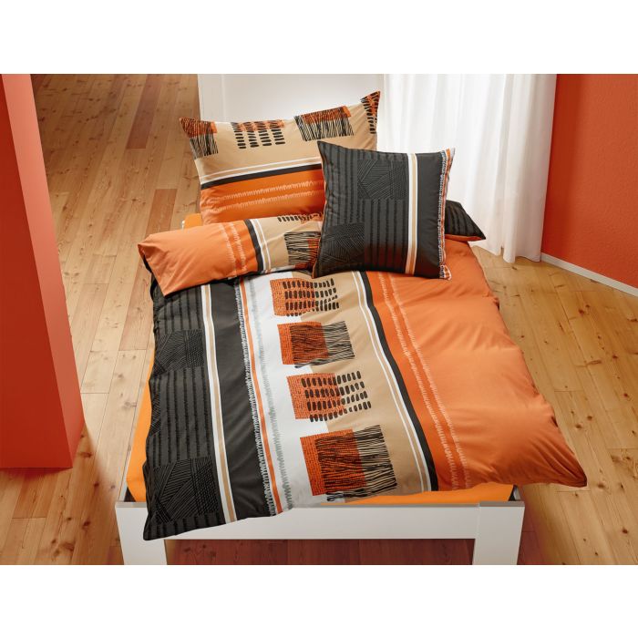 Bettwäsche mit modernem Muster in orange-anthrazit