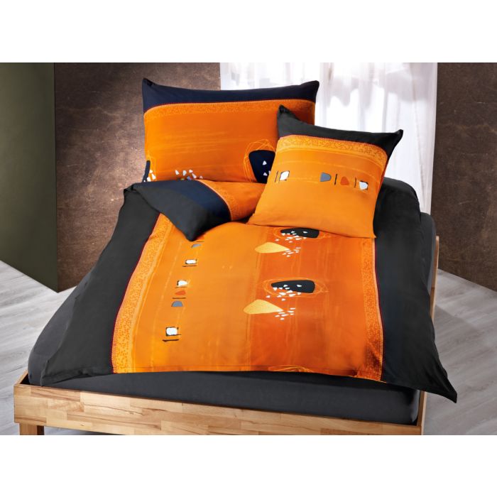 Bettwäsche mit modernem Design in orange-anthrazit