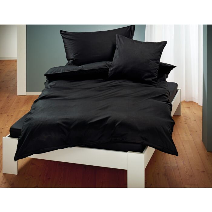 Satin Bettwäsche unifarben mit Biese