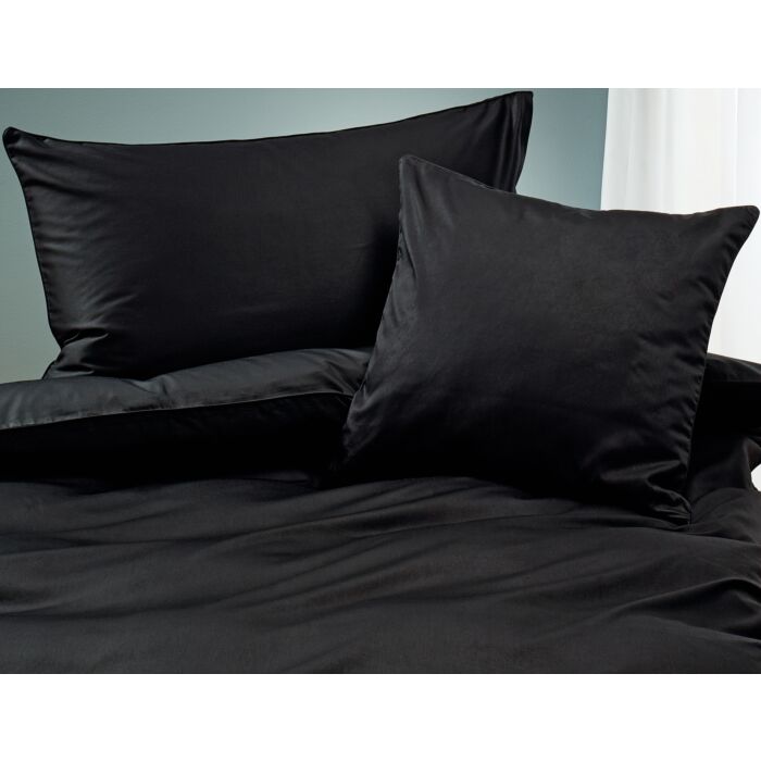 Satin Bettwäsche unifarben mit Biese