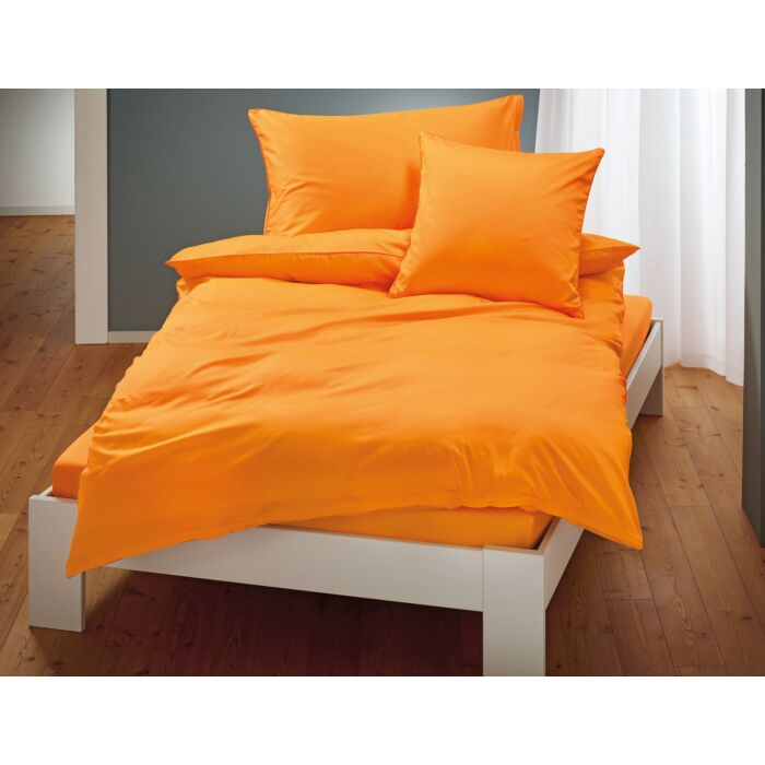 Satin Bettwäsche unifarben mit Biese