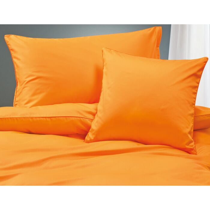 Satin Bettwäsche unifarben mit Biese
