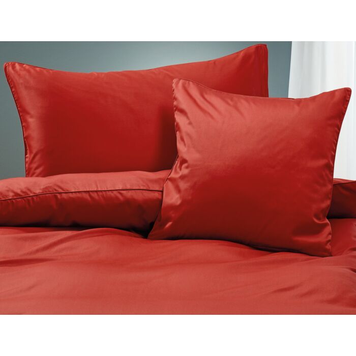 Satin Bettwäsche unifarben mit Biese
