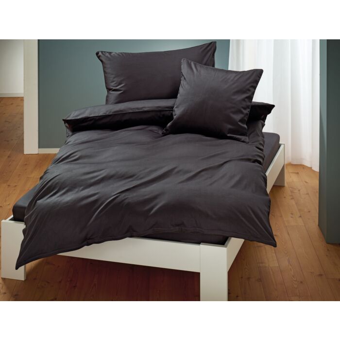 Satin Bettwäsche unifarben mit Biese