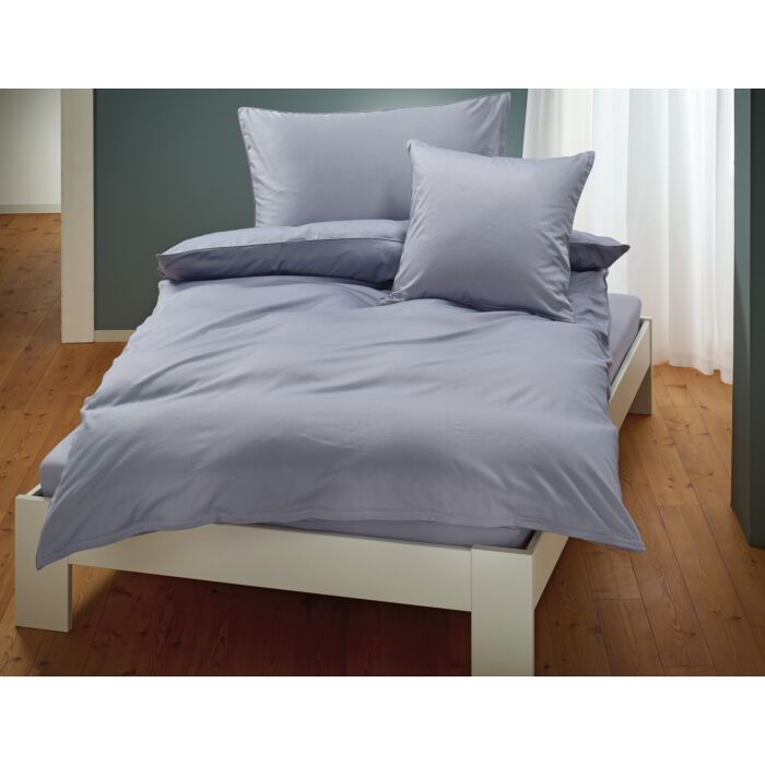 Satin Bettwäsche unifarben mit Biese