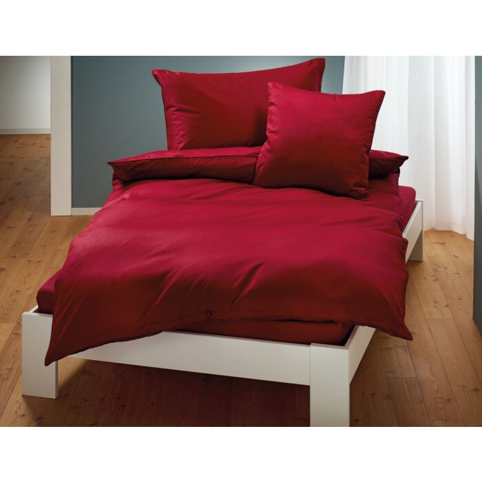 Satin Bettwäsche unifarben mit Biese