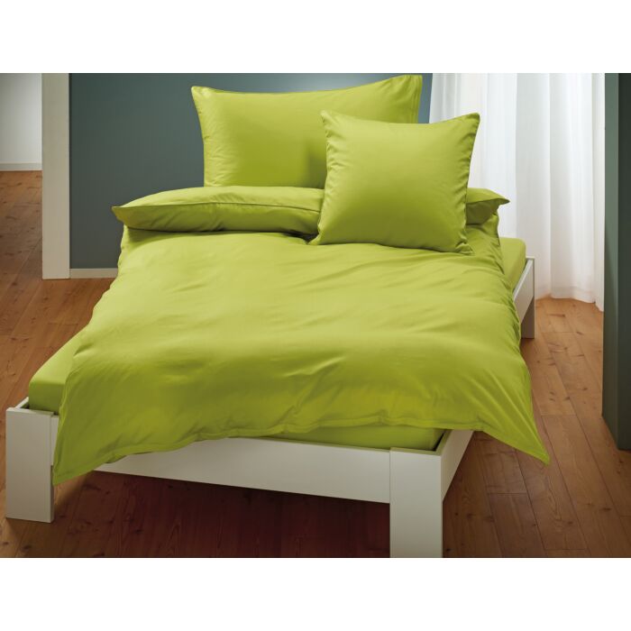 Satin Bettwäsche unifarben mit Biese