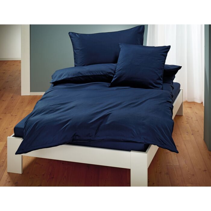 Satin Bettwäsche unifarben mit Biese