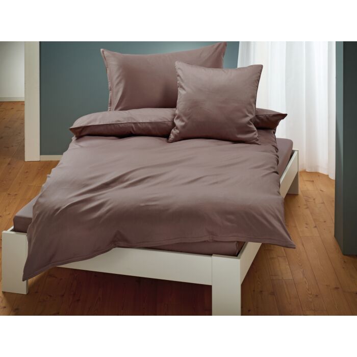 Satin Bettwäsche unifarben mit Biese