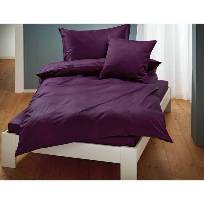 Satin Bettwäsche unifarben mit Biese