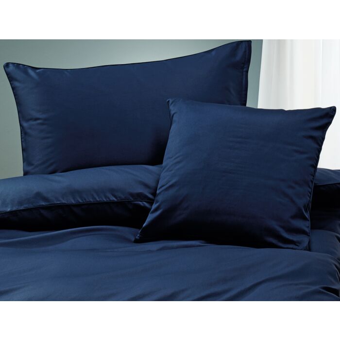 Satin Bettwäsche unifarben mit Biese