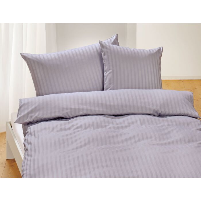Bio-Satin-Bettwäsche uni gestreift