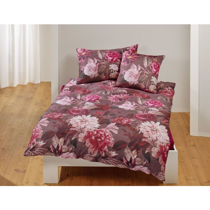 Bettwäsche Blüten und Blätter bordeaux main product photo